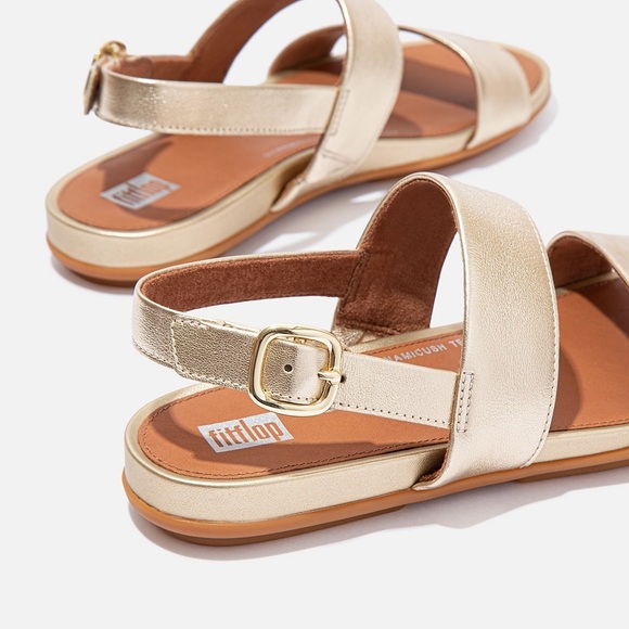Fitflop metallic gold leather Gracie flat sandals - size 7 - Picture 4 of 10